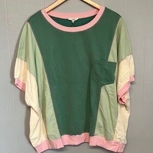 Easel Pink and Green Top Oversized Large